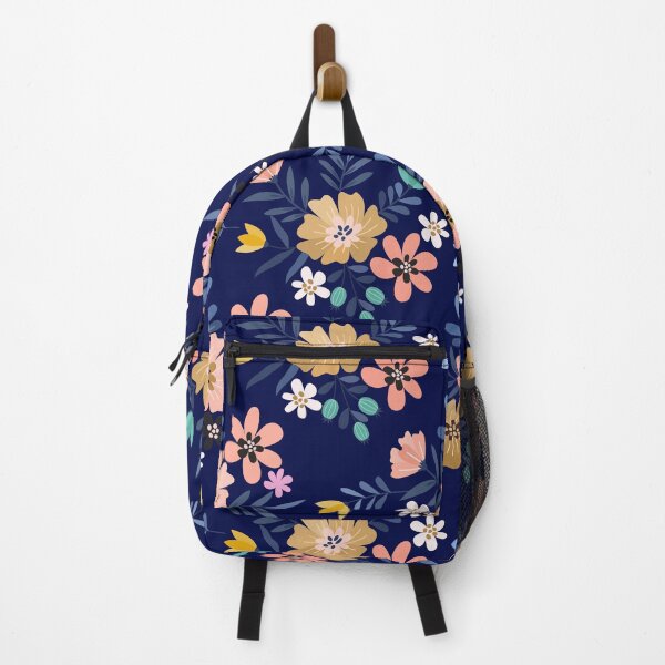 Item preview, Charming Folk Art Floral Pattern - Pastel navy blue and Mustard Yellow Botanicals designed and sold by abdallatigle.