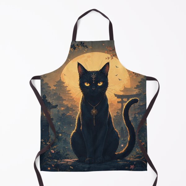 Item preview, Moonshadow Guardian Cat - Japanese Mystic Style designed and sold by thirtyonestars.