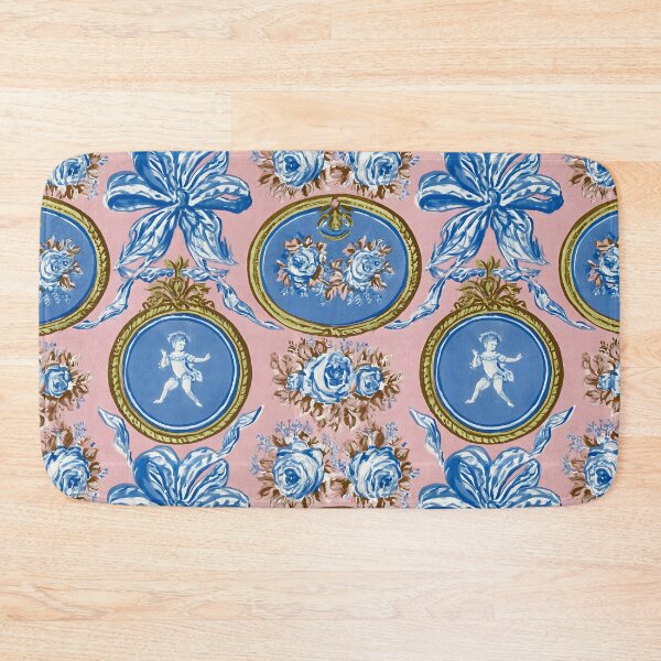 Item preview, Camafeos franceses antiguos, rosas de té y lazos azules sobre fondo rosa empolvado. designed and sold by SophieClimaArt.