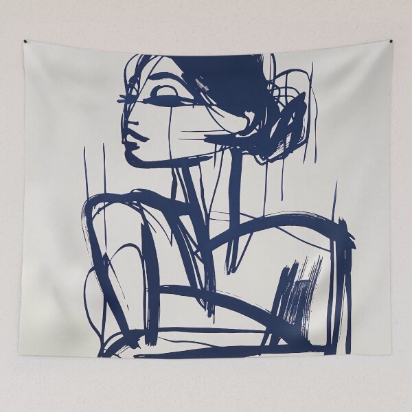 Item preview, Burmese woman - Blue Abstract Art designed and sold by shadow-bloom.