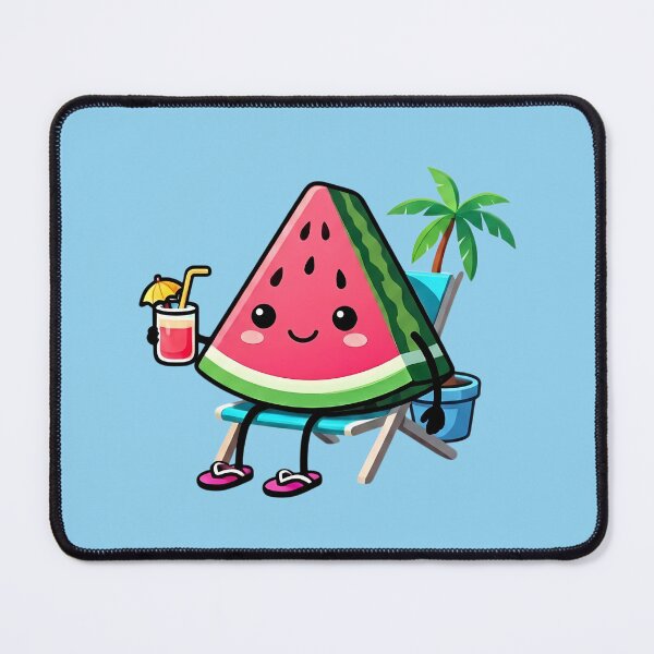 Item preview, Happy Kawaii Watermelon Relaxing on Beach Chair designed and sold by jo-e-basta.