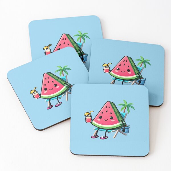 Item preview, Happy Kawaii Watermelon Relaxing on Beach Chair designed and sold by jo-e-basta.