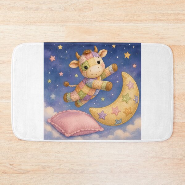 Item preview, Cute Patchwork Cow Leaping Over Moon designed and sold by Shelley Loewnau-Jones Studio.