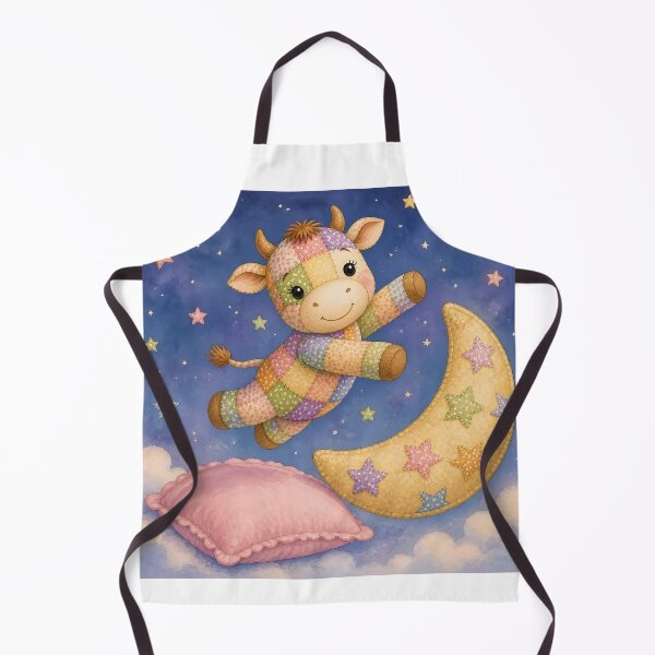 Item preview, Cute Patchwork Cow Leaping Over Moon designed and sold by Shelley Loewnau-Jones Studio.