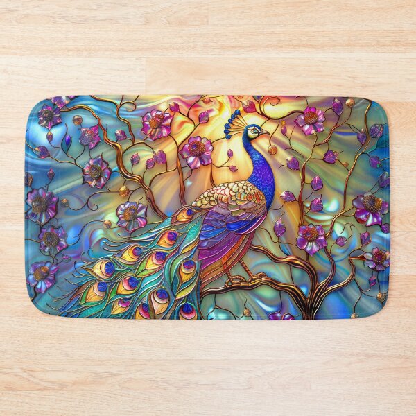 Item preview, Peacock on Magnolia Tree at Sunset Stained Glass Art designed and sold by MargaretWiktor.