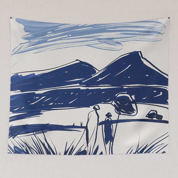 Item preview, Burundi landscape - Blue Abstract Art designed and sold by shadow-bloom.