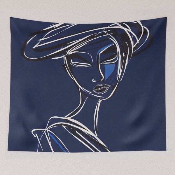 Item preview, Burundian woman - Blue Abstract Art designed and sold by shadow-bloom.