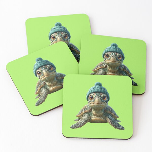 Item preview, Cute Baby Sea Turtle in Green Knit Beanie Hat designed and sold by Utopian-Magic.