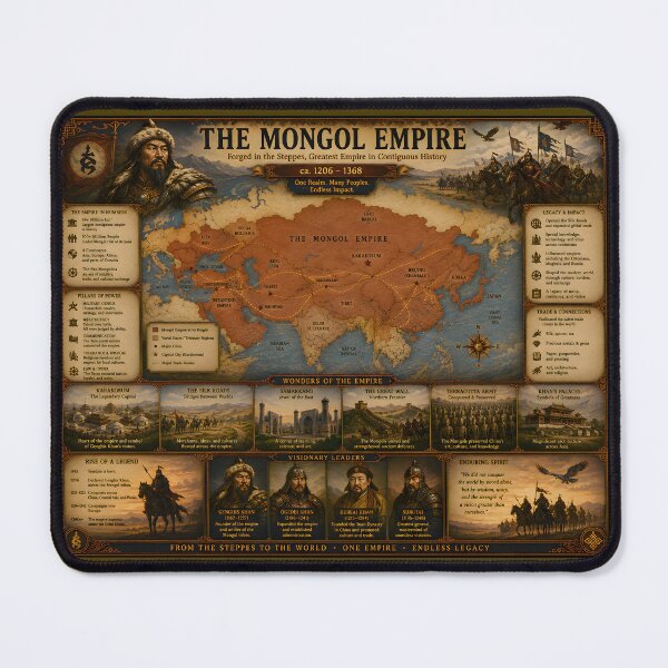Item preview, The Mongol Empire Map Poster – Genghis Khan & the Largest Contiguous Empire in History | Silk Road Historical Wall Art designed and sold by RockyLambda.