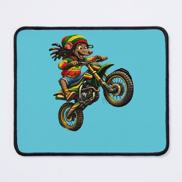 Item preview, Cartoon Rasta Mouse on Motocross Bike | Reggae Art Graphic designed and sold by digitalbob60.