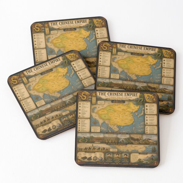 Item preview, The Chinese Empire Map Poster – Qing Dynasty Historical Map | Five Thousand Years of Civilization | Silk Road, Great Wall, Forbidden City Art Print designed and sold by RockyLambda.
