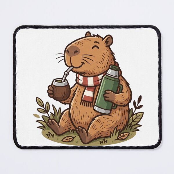 Item preview, Illustration design: a happy capybara drinking hot mate designed and sold by AustralArt.