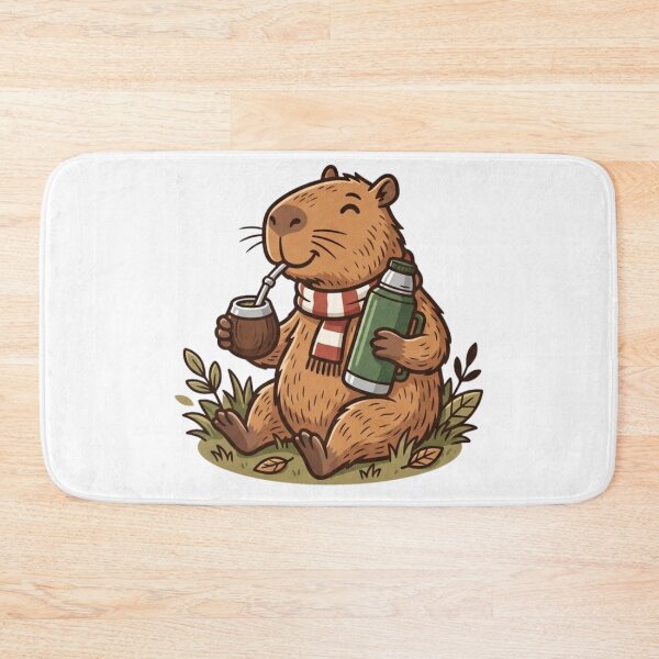 Item preview, Illustration design: a happy capybara drinking hot mate  designed and sold by AustralArt.