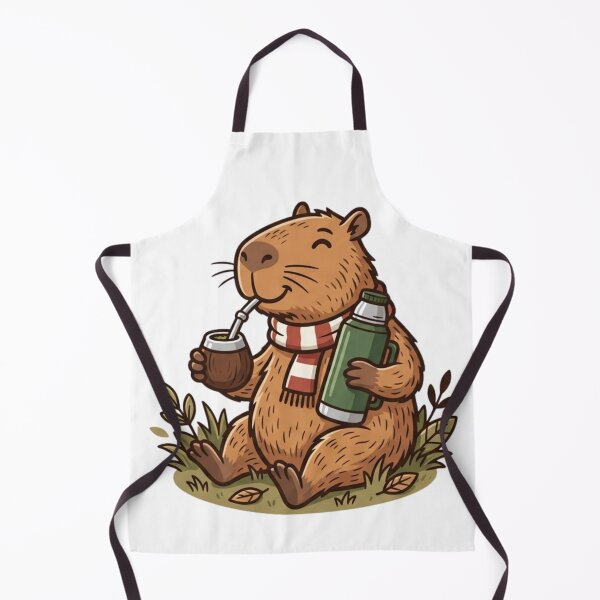 Item preview, Illustration design: a happy capybara drinking hot mate designed and sold by AustralArt.