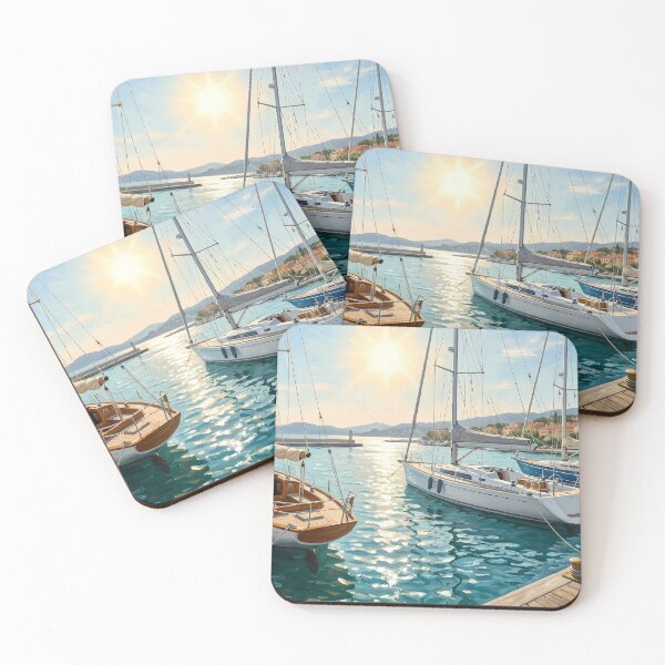 Item preview, Mediterranean Harbor Scene | Digital Oil Painting designed and sold by CMY Designs.