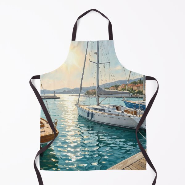 Item preview, Mediterranean Harbor Scene | Digital Oil Painting designed and sold by CMY Designs.