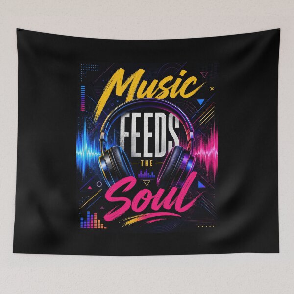 Item preview, Music Feeds The Soul Neon Headphones Poster designed and sold by Sketchlegacy.