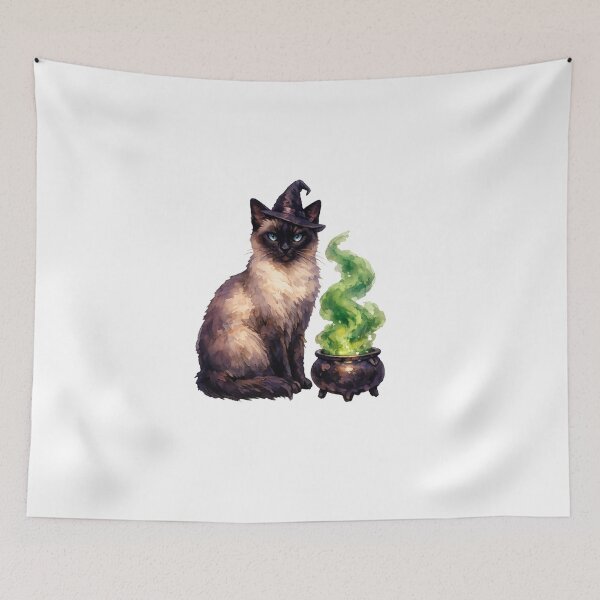 Item preview, Siamese Witch Cat: Mystical Halloween Cat Watercolor Gift designed and sold by TheAngelHeart.