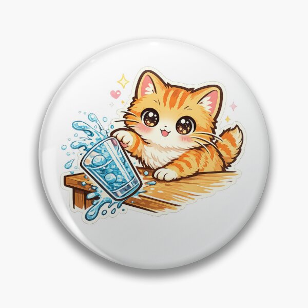 Item preview, Kawaii Cat Knocking Over Glass : Cute Chaos Cat Funny Gift designed and sold by TheAngelHeart.