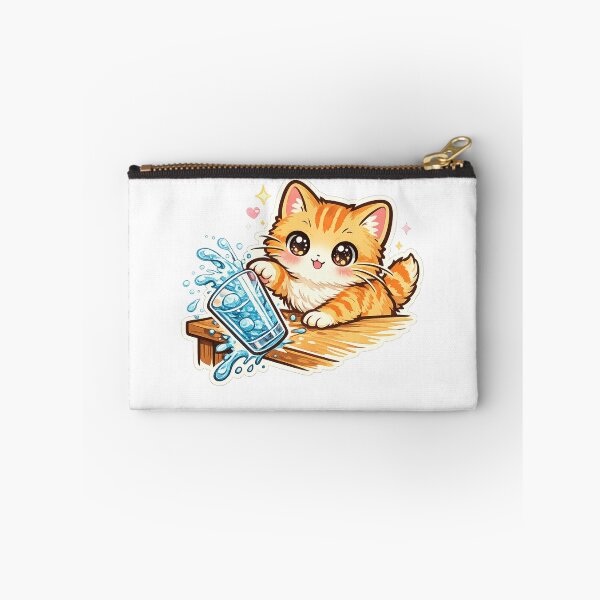Item preview, Kawaii Cat Knocking Over Glass : Cute Chaos Cat Funny Gift designed and sold by TheAngelHeart.