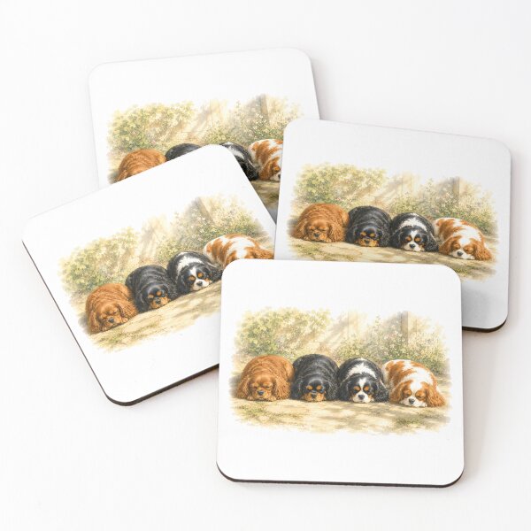Item preview, Title Sleeping Cavalier King Charles Spaniels | Cute Watercolor Dog Art designed and sold by SakuraWaStyle.