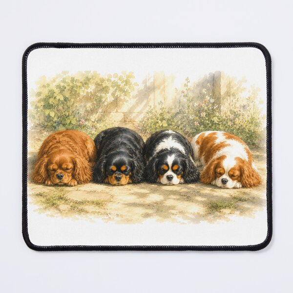 Item preview, Title Sleeping Cavalier King Charles Spaniels | Cute Watercolor Dog Art designed and sold by SakuraWaStyle.