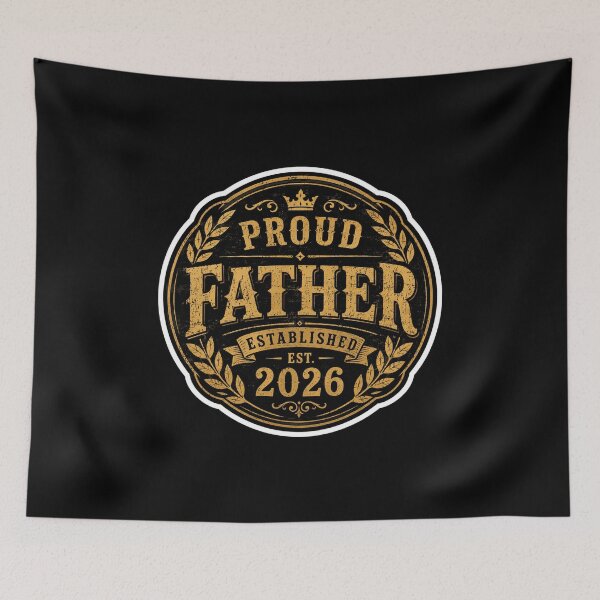 Item preview, Proud Father Est 2026: New Dad Father's Day Gift Badge Design designed and sold by TheAngelHeart.