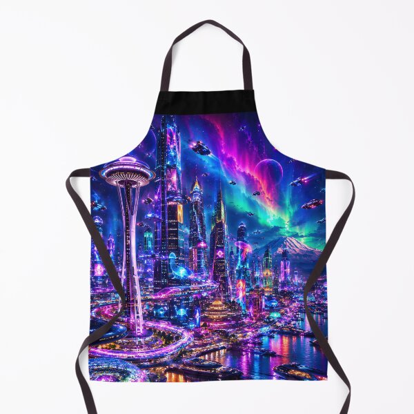 Item preview, Seattle 3026: Futuristic Neon Night Cityscape | Cyberpunk Space Needle Skyline designed and sold by RockyLambda.