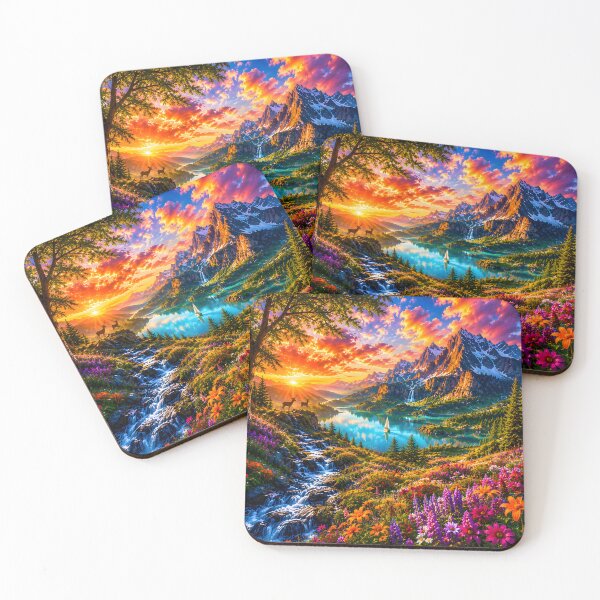 Item preview, Vibrant Alpine Dreamscape | Colorful Fantasy Nature Landscape Art designed and sold by RockyLambda.