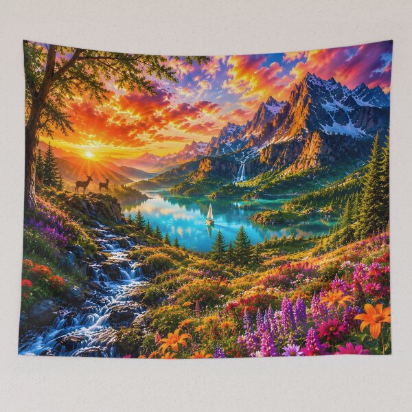 Item preview, Vibrant Alpine Dreamscape | Colorful Fantasy Nature Landscape Art designed and sold by RockyLambda.
