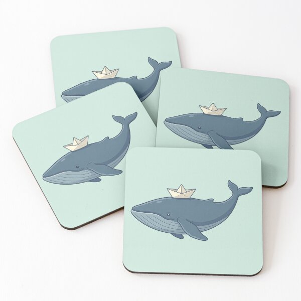 Item preview, Whale with a paper boat hat designed and sold by FoxLab Studio.