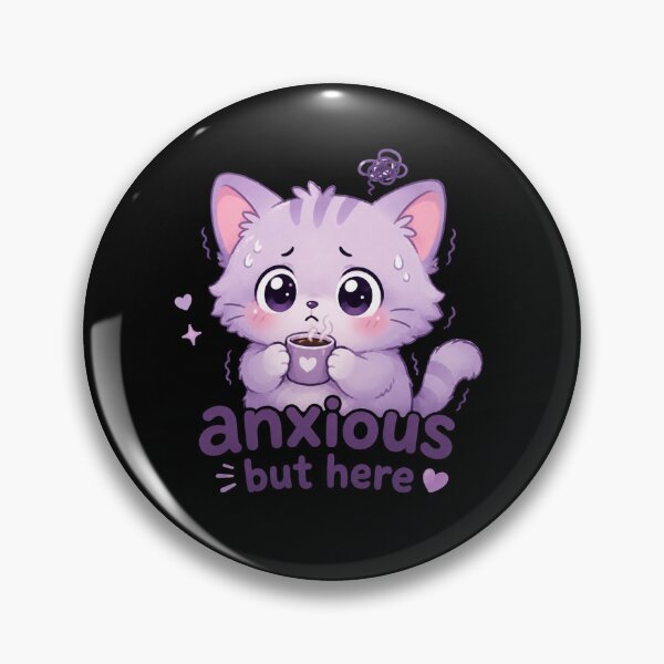 Item preview, Anxious But Here: Mental Health Humor Cute Kawaii Gift designed and sold by TheAngelHeart.