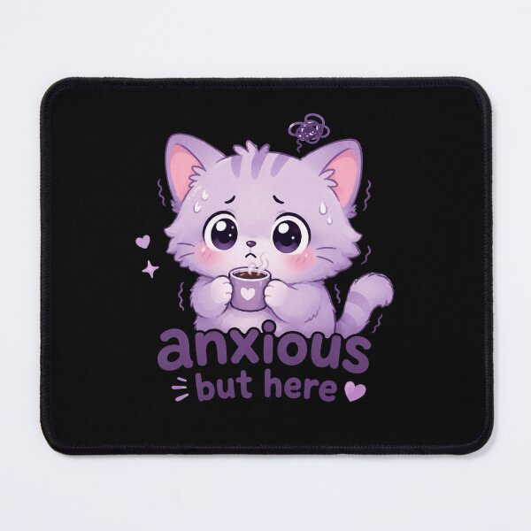 Item preview, Anxious But Here: Mental Health Humor Cute Kawaii Gift designed and sold by TheAngelHeart.