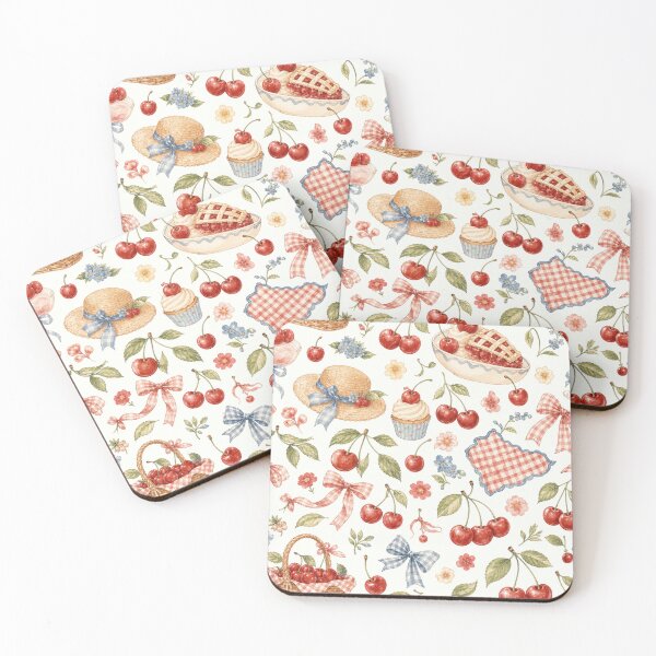 Item preview, Coquette Cherry Picnic Pattern designed and sold by castillomiami.