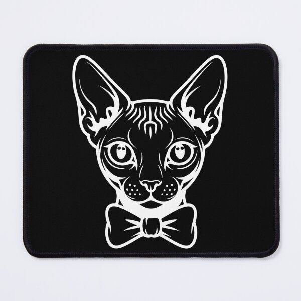 Item preview, Sphynx Cat with Bow Tie – Minimal white Line Art Portrait designed and sold by EmeraldeaArt.