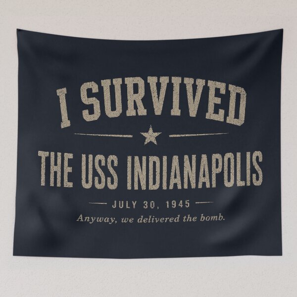 Item preview, I Survived the USS Indianapolis – Dark Vintage Shark Movie Inspired Shirt designed and sold by DiamondSkyShirt.