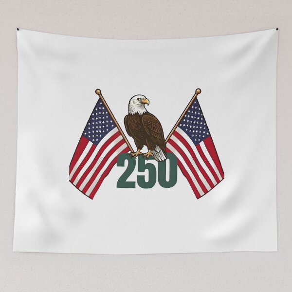 Item preview, Bald Eagle 250 Years American Flags 1776-2026 designed and sold by laughingshirts.