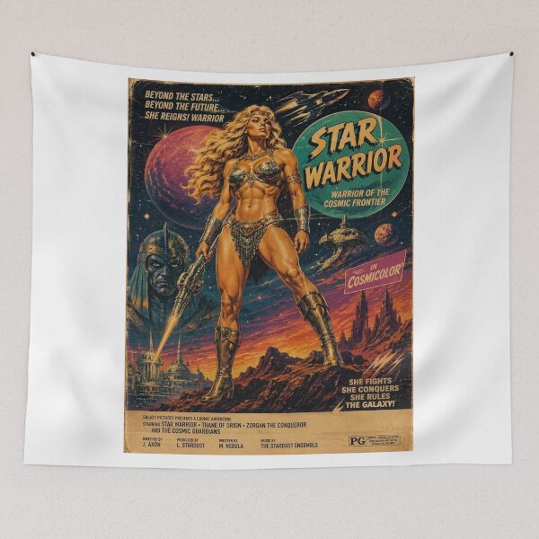 Item preview, Star Warrior Retro Sci-Fi Poster designed and sold by JonelleTshirts.