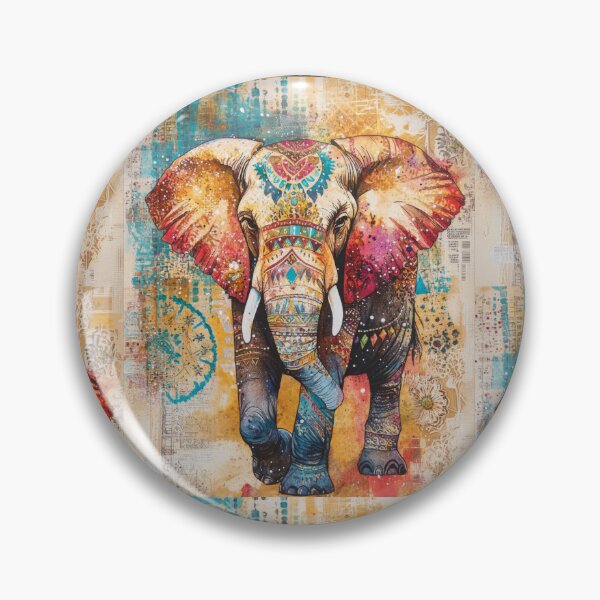 Item preview, Retro Bohemian Colorful Elephant designed and sold by Szpaku desart .