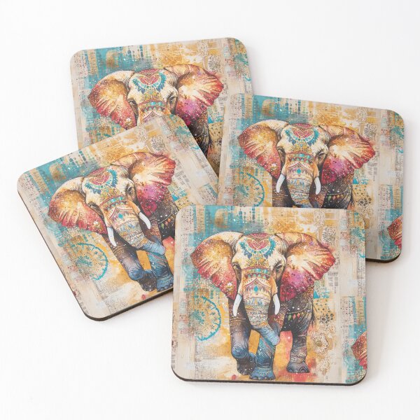 Item preview, Retro Bohemian Colorful Elephant designed and sold by Szpaku desart .