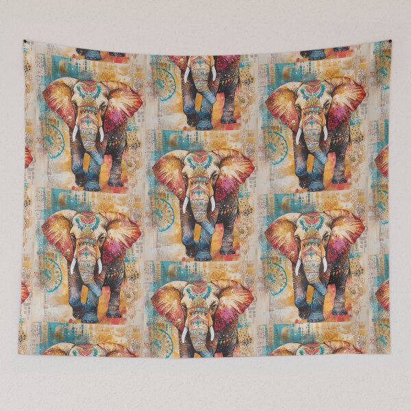 Item preview, Retro Bohemian Colorful Elephant designed and sold by Szpaku desart .