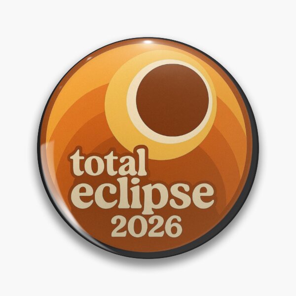 Item preview, Total Solar Eclipse August 12 2026 Retro Circle Badge designed and sold by Print Loft.