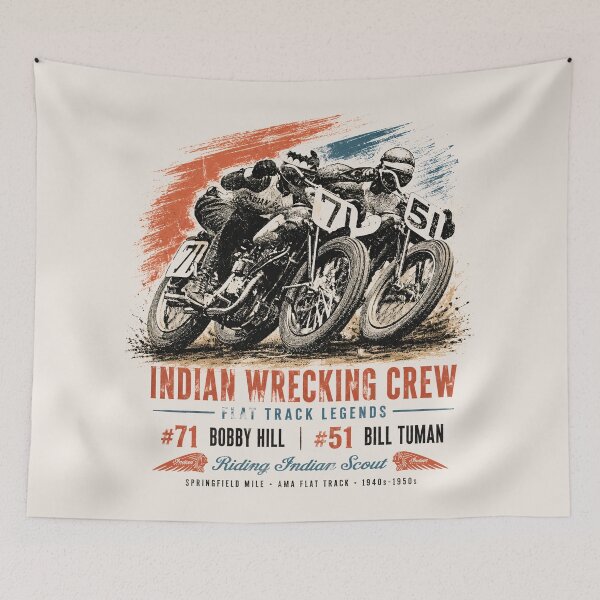 Item preview, Indian Wrecking Crew – Vintage Flat Track Racing Legends | Bobby Hill & Bill Tuman designed and sold by EdGraphy.