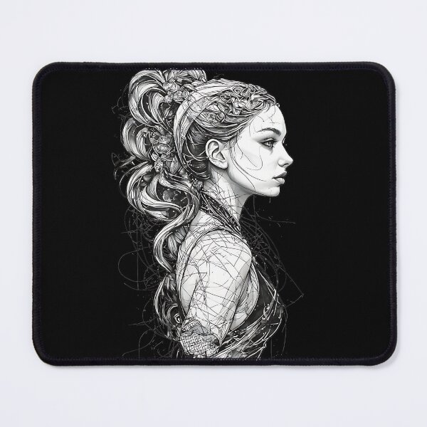 Item preview, Elegant Woman Profile Line Art Portrait with Floral Hair designed and sold by UrbanPrts.