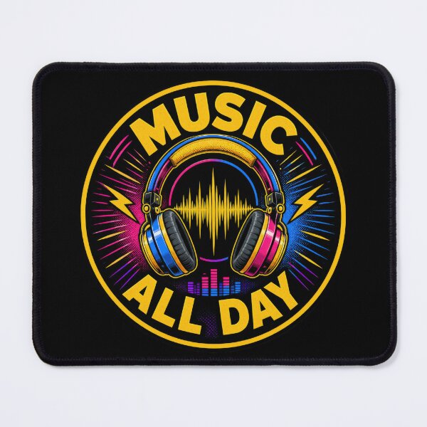 Item preview, Music All Day Headphones Soundwave Neon Music Lover Design designed and sold by Sketchlegacy.