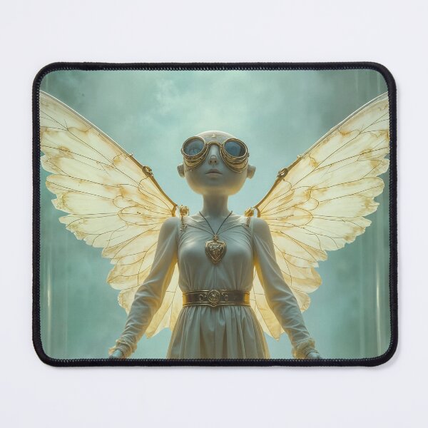 Item preview, Zodiac Sign - Libra as Steampunk Angel With Golden Wings Holding Scales of Time, Steampunk Goggles and Vintage Clocks designed and sold by LisaMise.
