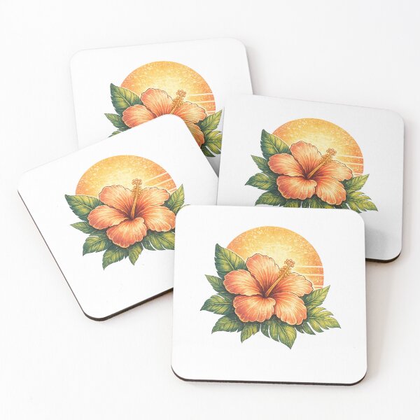 Item preview, Tropical hibiscus with retro sunset Paradise designed and sold by piketo.