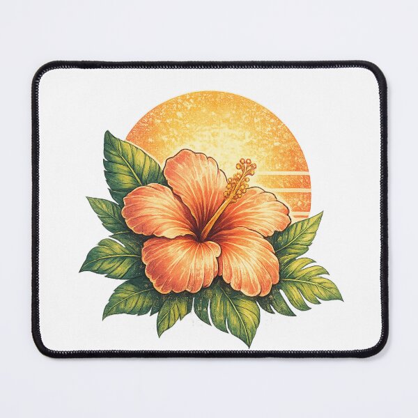 Item preview, Tropical hibiscus with retro sunset Paradise designed and sold by piketo.