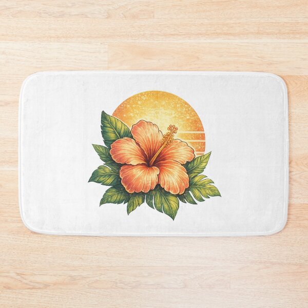 Item preview, Tropical hibiscus with retro sunset Paradise designed and sold by piketo.