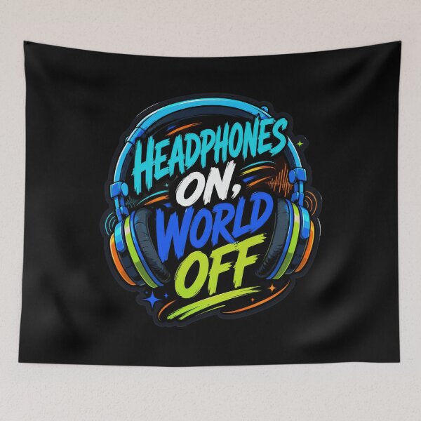 Item preview, Headphones On World Off Neon Music designed and sold by Sketchlegacy.